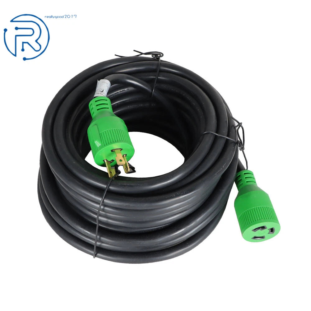 30 Amp 50ft RV Generator Extension Power Cord L5-30P to L5-30R 125V