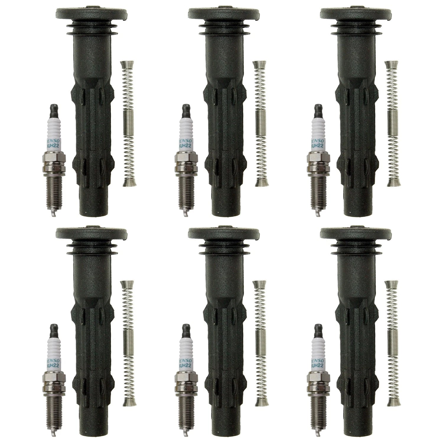 Denso 6 Iridium Power Plugs & NGK Ignition Coil Boots Kit for Sprinter 2500 3500 (2007–2018)