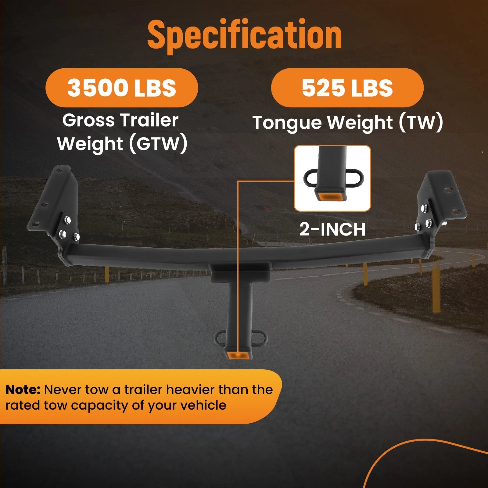 Class 3 Trailer Hitch for Nissan Rogue (2008–2020) 2 Inch Receiver