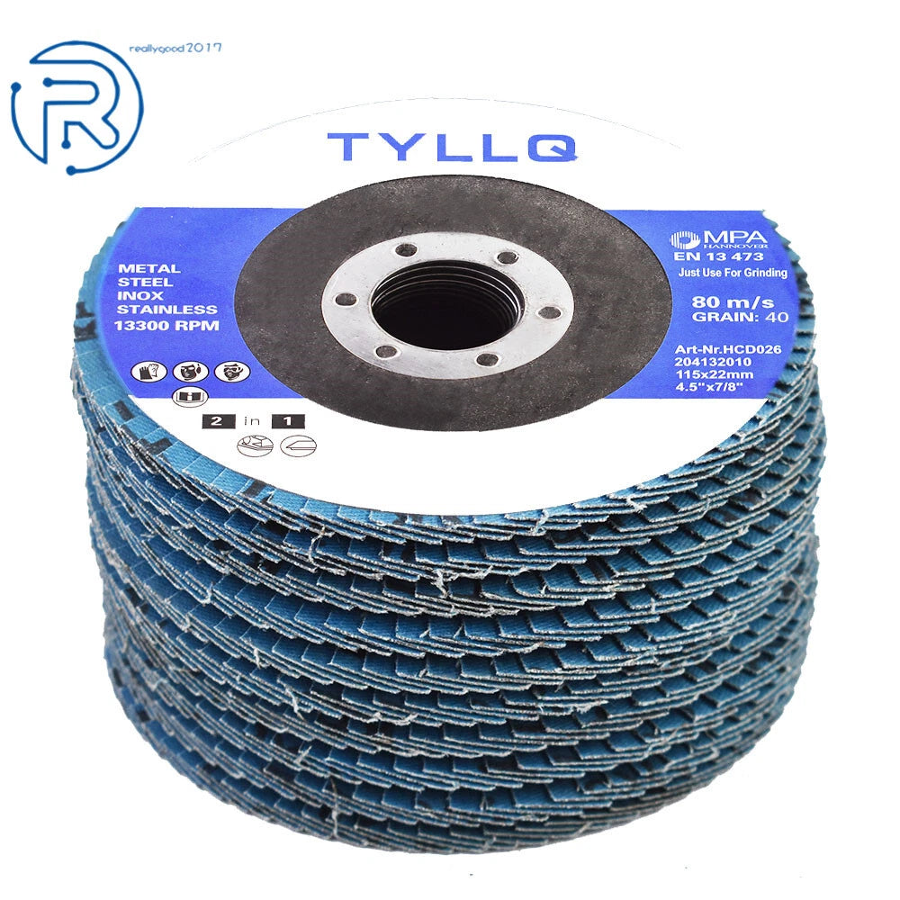 Set of 4 Flap Sanding Discs 4.5" for Angle Grinder