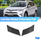 Carbon Fiber Pattern Front Door Window A Pillar Cover Trim for Toyota RAV4 (2019–2023)
