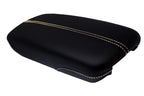 Console Lid Armrest Cover for Cadillac XTS (2013–2019) Carbon Fiber Beige Stitch