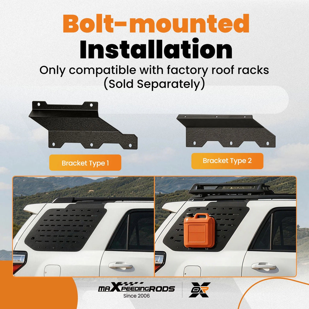 Set of 2 Black Steel Roof Panels for Toyota 4Runner (2010–2024) MOLLE Rack
