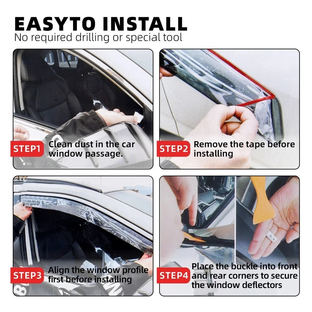Set of 4 Window Visors for Ford F-150 Crew Cab (2015–2025)