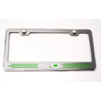 Stainless Steel License Plate Frame w/Green LED&"5.0" Logo for Ford Universal