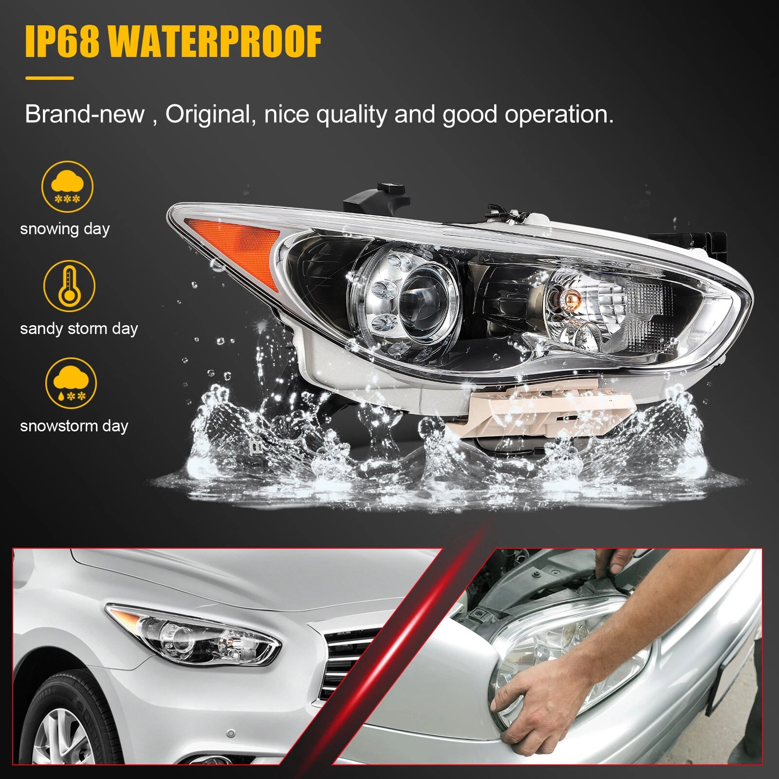 2Pcs HID Projector Headlight for Infiniti JX35 QX60 (2013–2015)