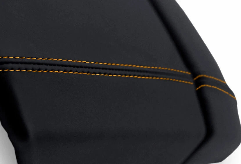 Leather Console Lid Armrest Cover for Toyota 4Runner (2003–2009) Orange Stitch