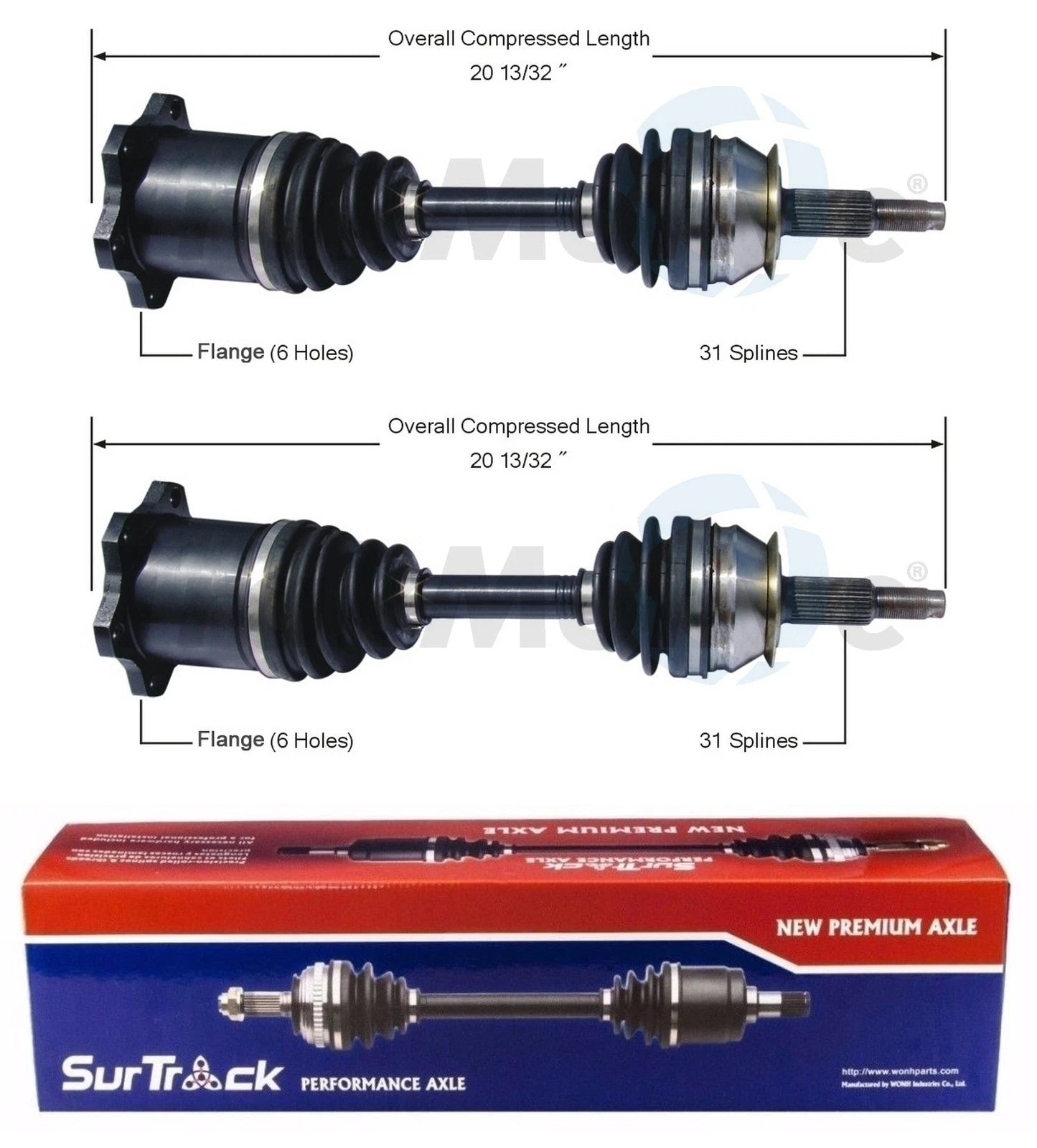 Set of 2 Front CV Axle Shafts for Dodge Dakota Durango 4WD (1997–2004)