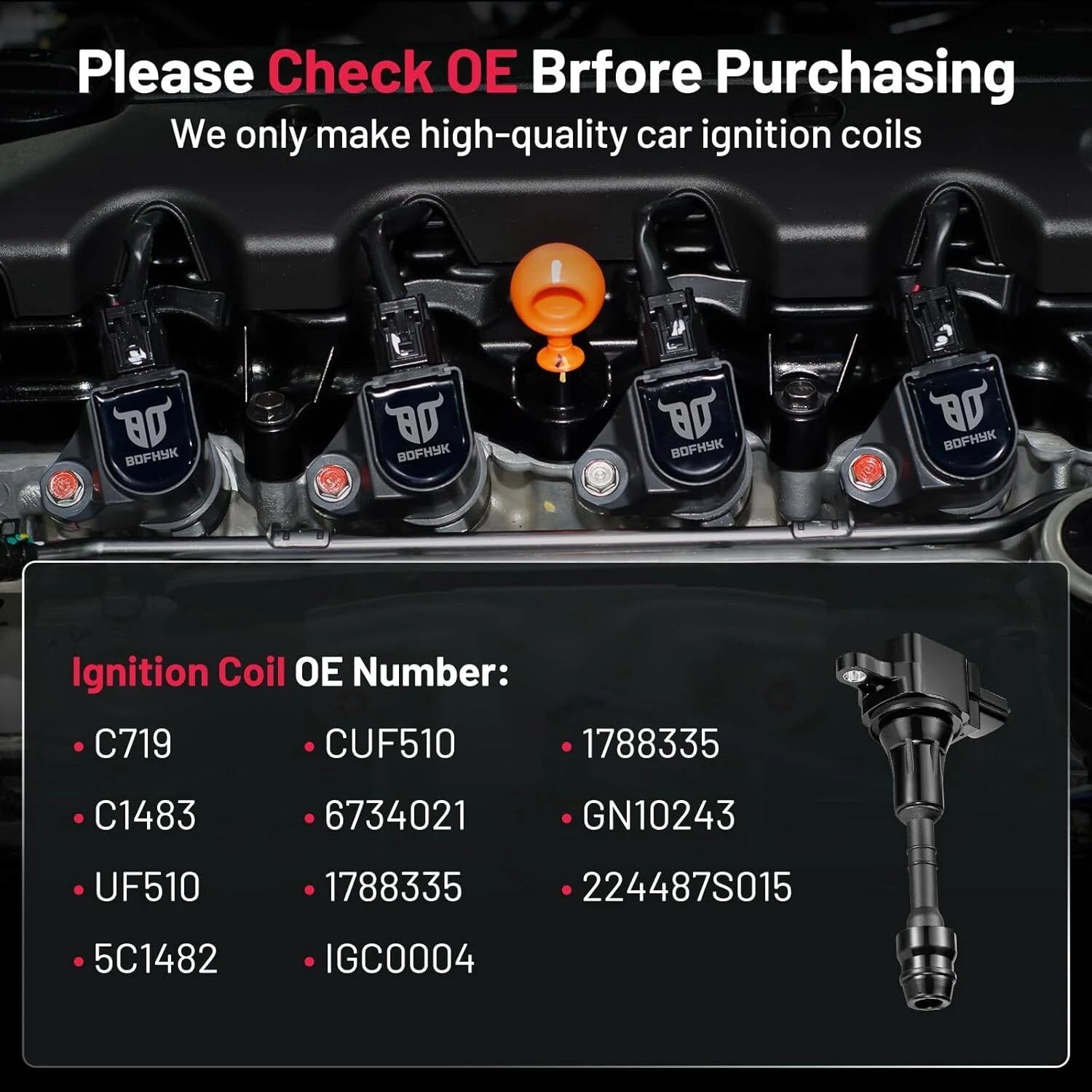 Set of 8 Ignition Coils for Nissan Titan 5.6L V8 (2005–2007)