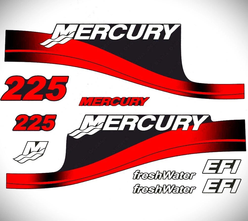 Set of 2 Reproduction Decals for Mercury 225 hp Outboard (824105A00)