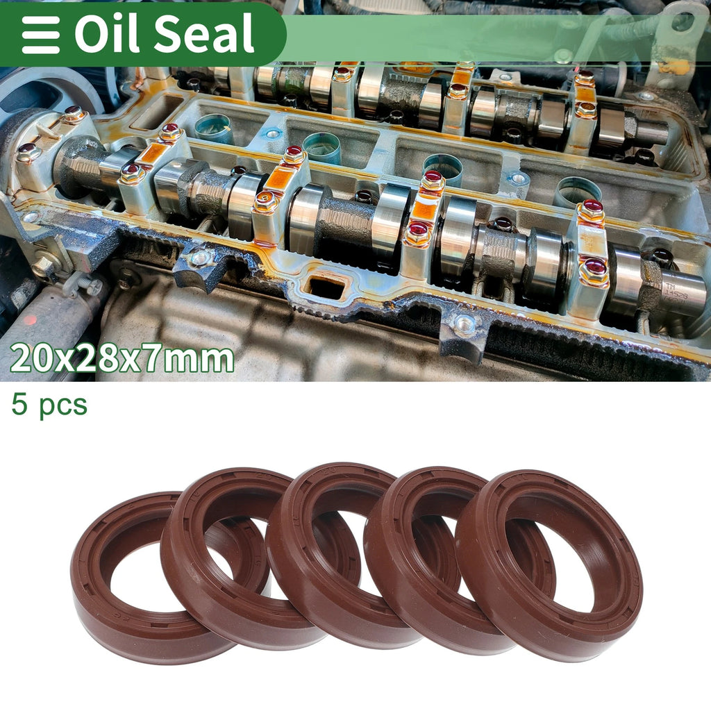 Set of 5 Oil Seal Ring FKM Rubber 20x28x7mm for Automotive Applications