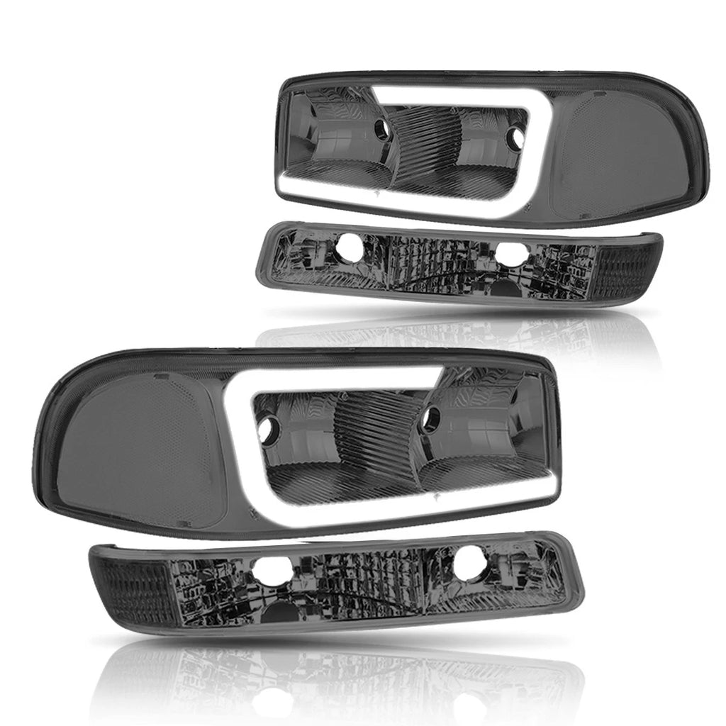 Set of 4 LED DRL Headlights w/ Bumper Lamp for GMC Sierra/Yukon XL (1999–2007)