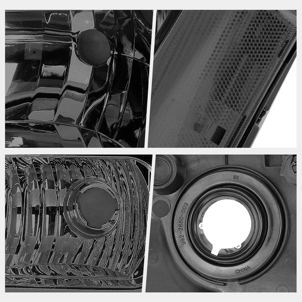 Set of 2 Headlight Lamps for Chevy Silverado/Avalanche (2003–2006) Clear Corner Smoked