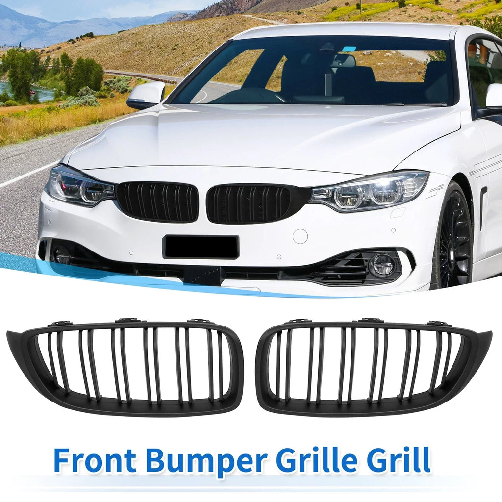 Matte Black Hood Grill Kidney Grille Double Slat for BMW F32 (2013 - 2018) 4-Door