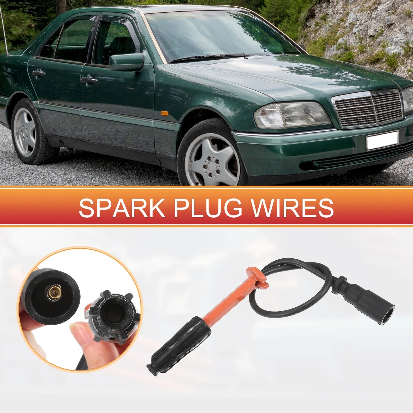Set of 4 Spark Plug Wire Ignition Coil Cables No. 1101591818 for Mercedes-Benz C220 