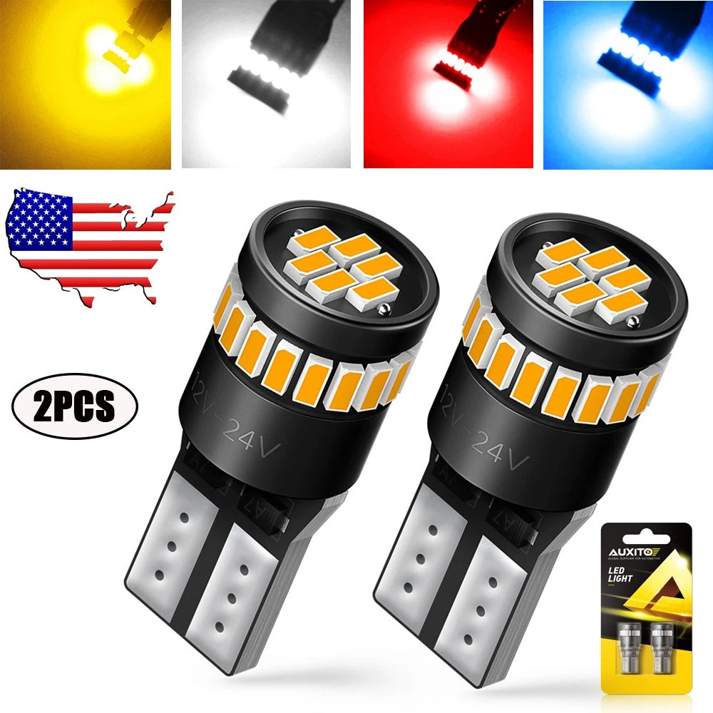 Set of 4 T10 LED License Plate Light Bulbs for Multiple Models (194, 2825, W5W)
