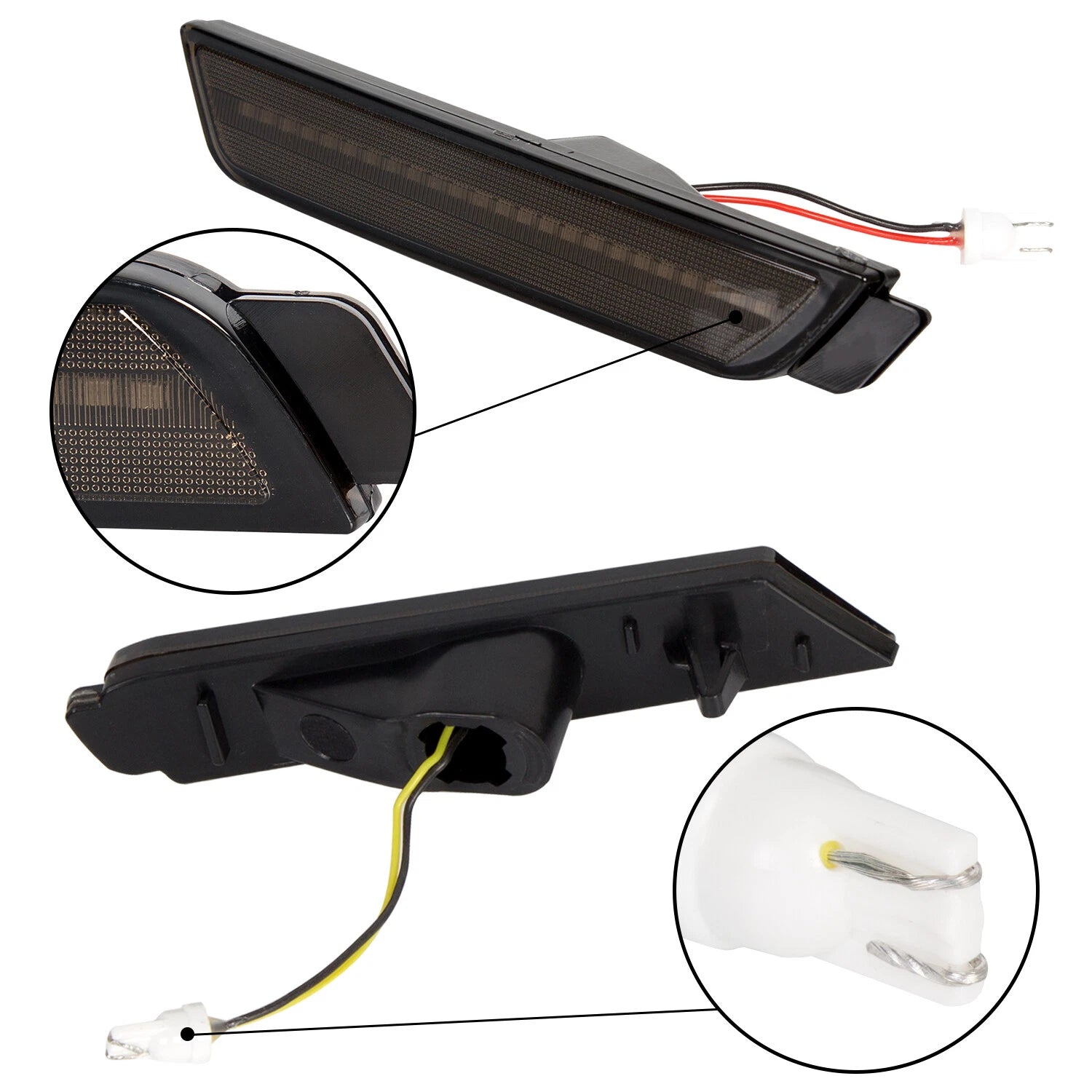 Set of 4 Smoked LED Side Marker Lights for Chevy Camaro SS LT (2010–2015)