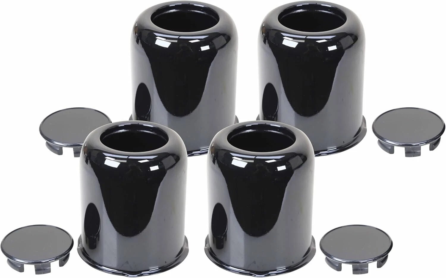 Set of 4 Stainless Steel Black Wheel Center Caps for LIBRA Trailer (3.19")