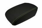 Console Lid Armrest Cover for Ford Focus (2012–2018) Carbon Fiber Green Stitch