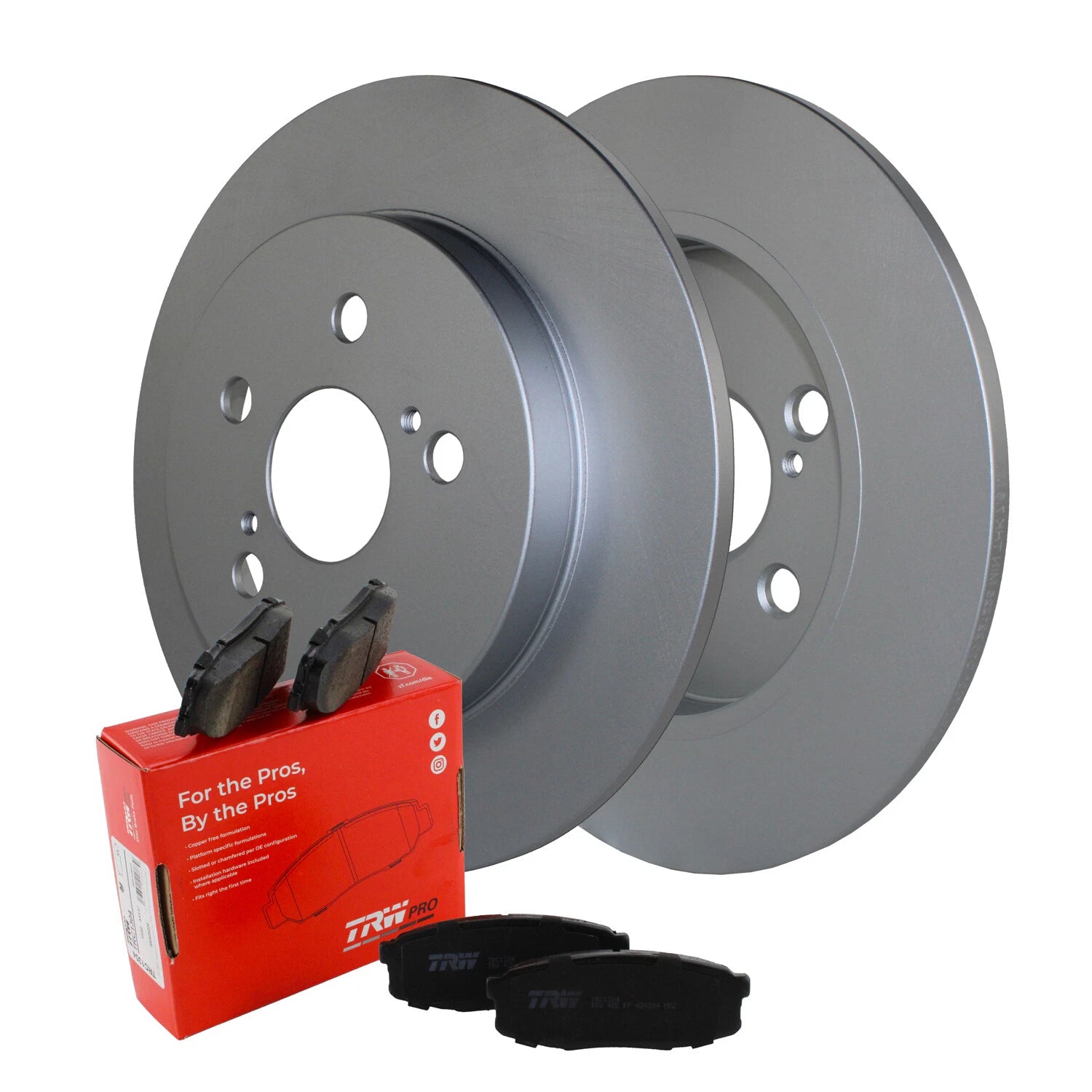 Rear Brake Kit 259mm Rotors & TRW Pro Ceramic Pads for CT200h, Corolla, Matrix, Prius (2011–2018)