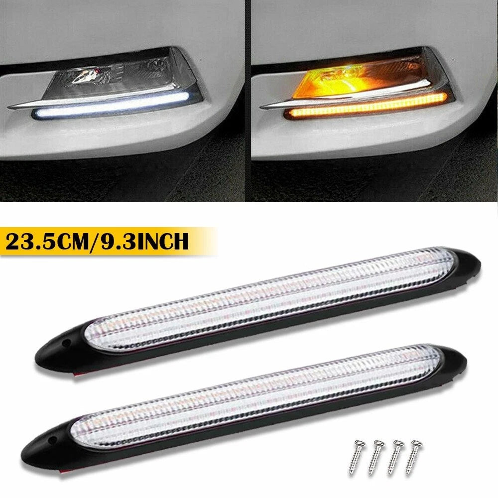 2X 9" DRL LED Headlight Strip Light for