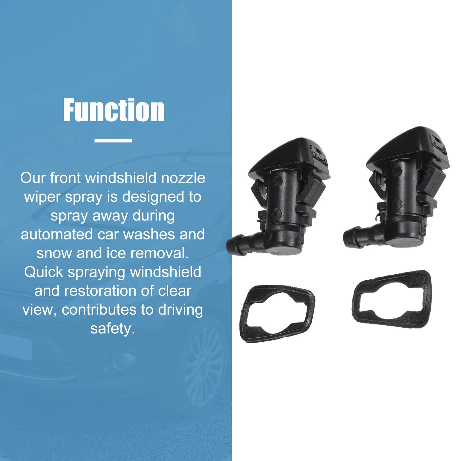 2 Pcs Front Windscreen Washer Nozzles with Gaskets for Ford 