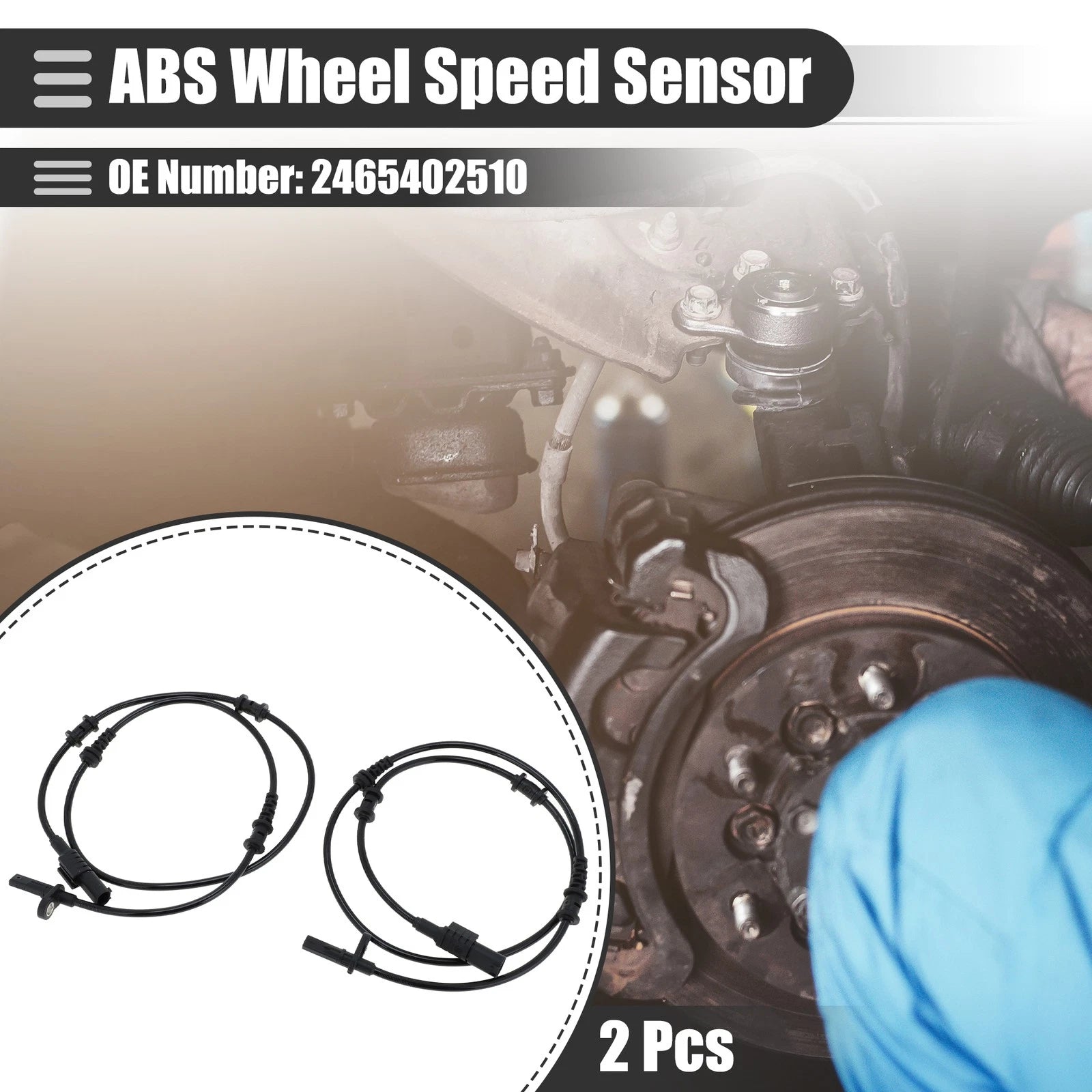 Set of 2 Front Left Right ABS Sensors for Mercedes-Benz CLA45 AMG (2014–2019) No.2465402510