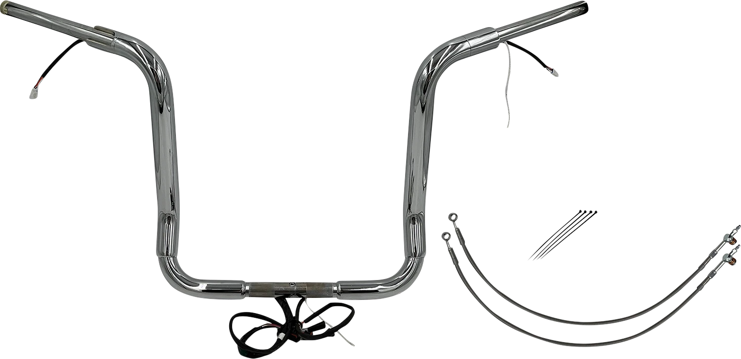 1-1/2" Round Top Handlebar Kit for Harley Davidson (EZ Install, 16", Chrome)