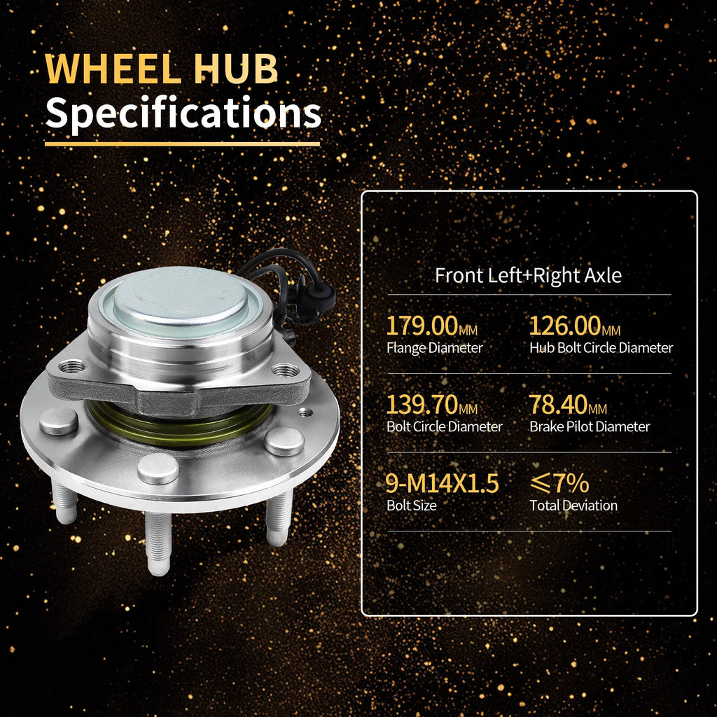 Front Wheel Bearing and Hubs for Chevrolet Avalanche Silverado 1500 (2007-2013)
