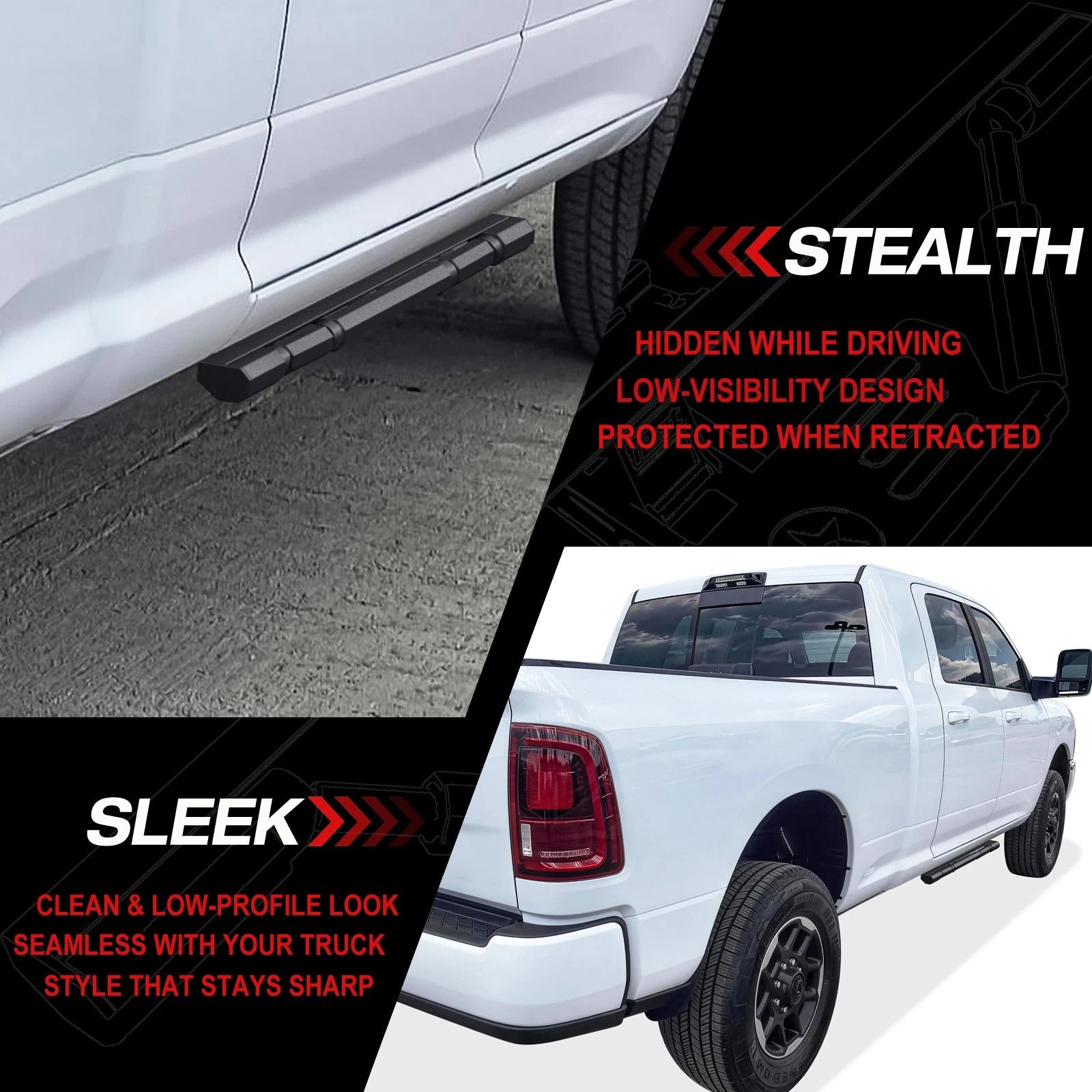Power Running Boards for Dodge Ram 2500 3500 Mega Cab (2010-2026)