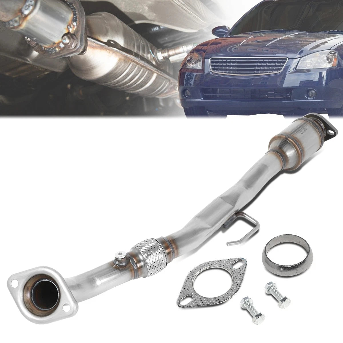 Catalytic Converter Flex Exhaust Pipe w/Gasket for Nissan Altima Quest (2002–2006)