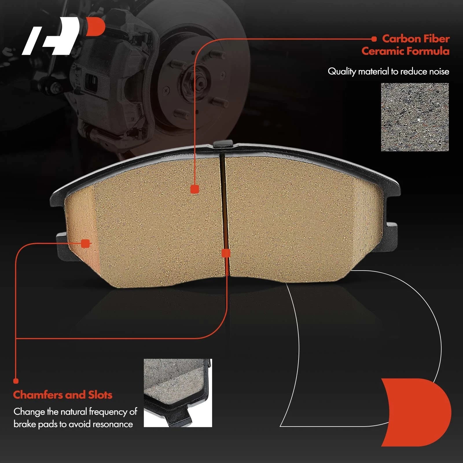 Set of 4 Front Ceramic Brake Pads for Kia Amanti (2004–2006) Hyundai XG350 (2003–2005)