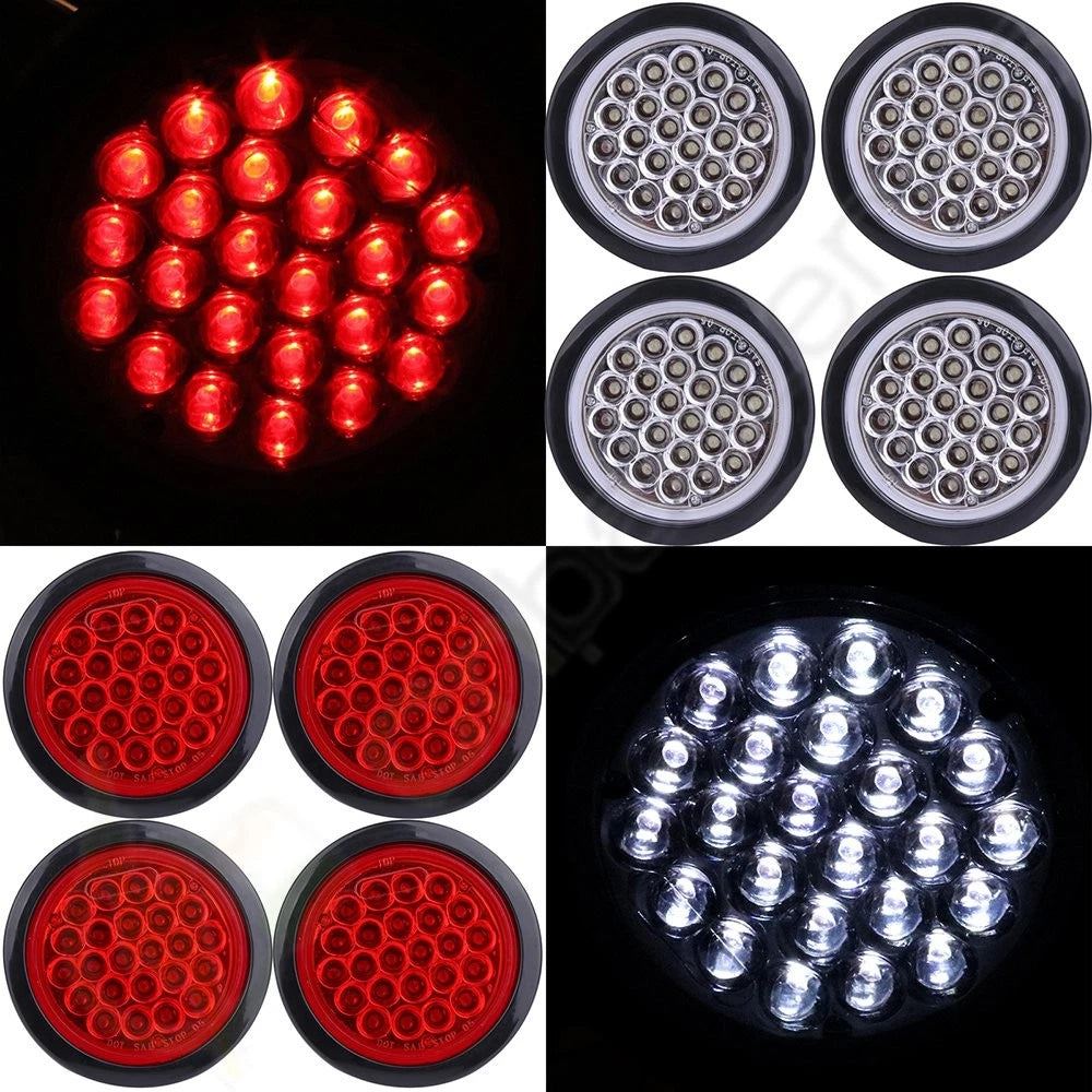 8pcs 24V 4" LED Side Marker Trailer Clearance Tail Lamps for