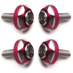 Set of 4 License Plate Frame Screw Bolt Fasteners for Motorcycle (6mm) Red