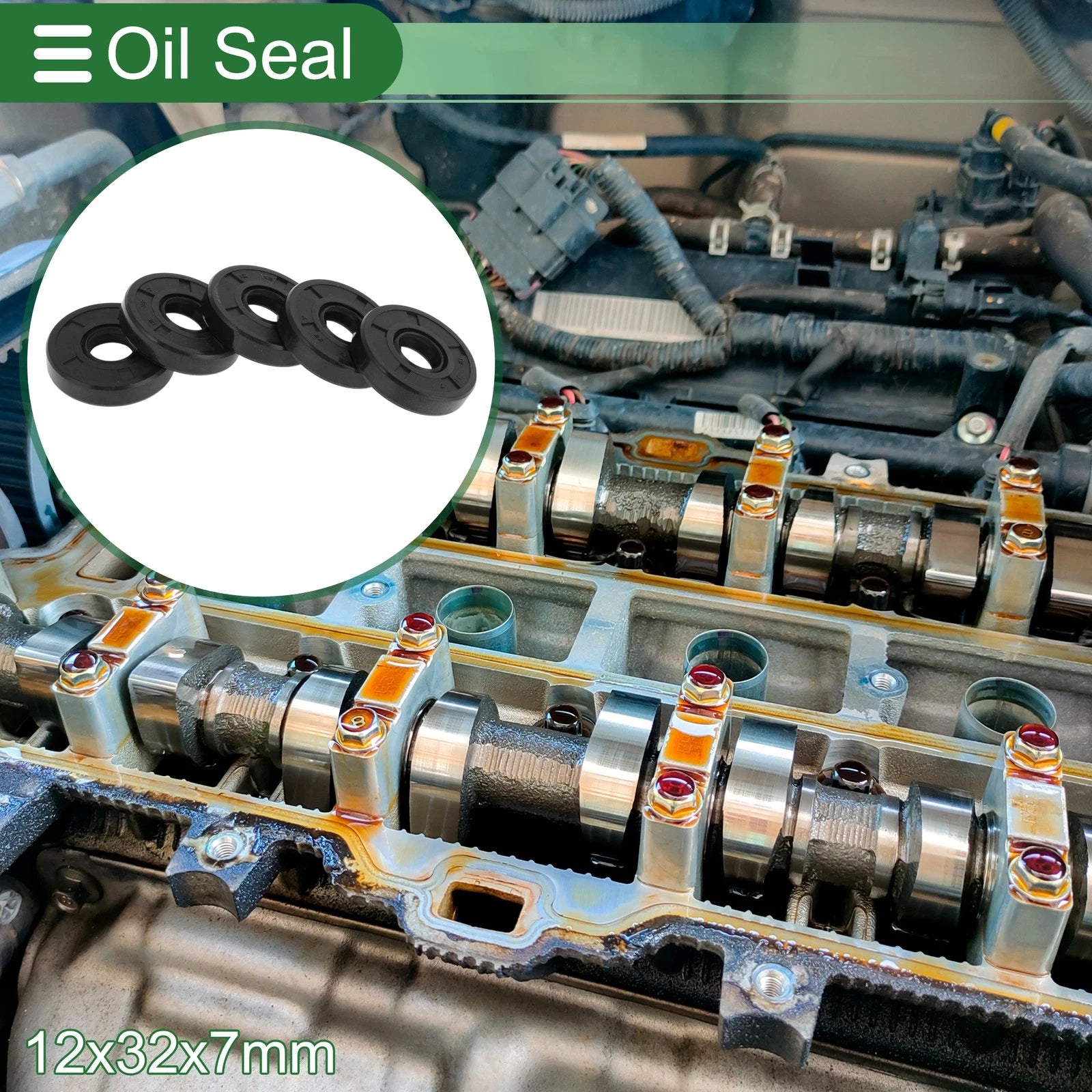Set of 5 Oil Seal Rotary Shaft Seal NBR Rubber 12x32x7mm