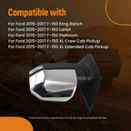 Left Heated Mirror for Ford F-150 XL/XLT Crew Cab (2015–2017) Chrome