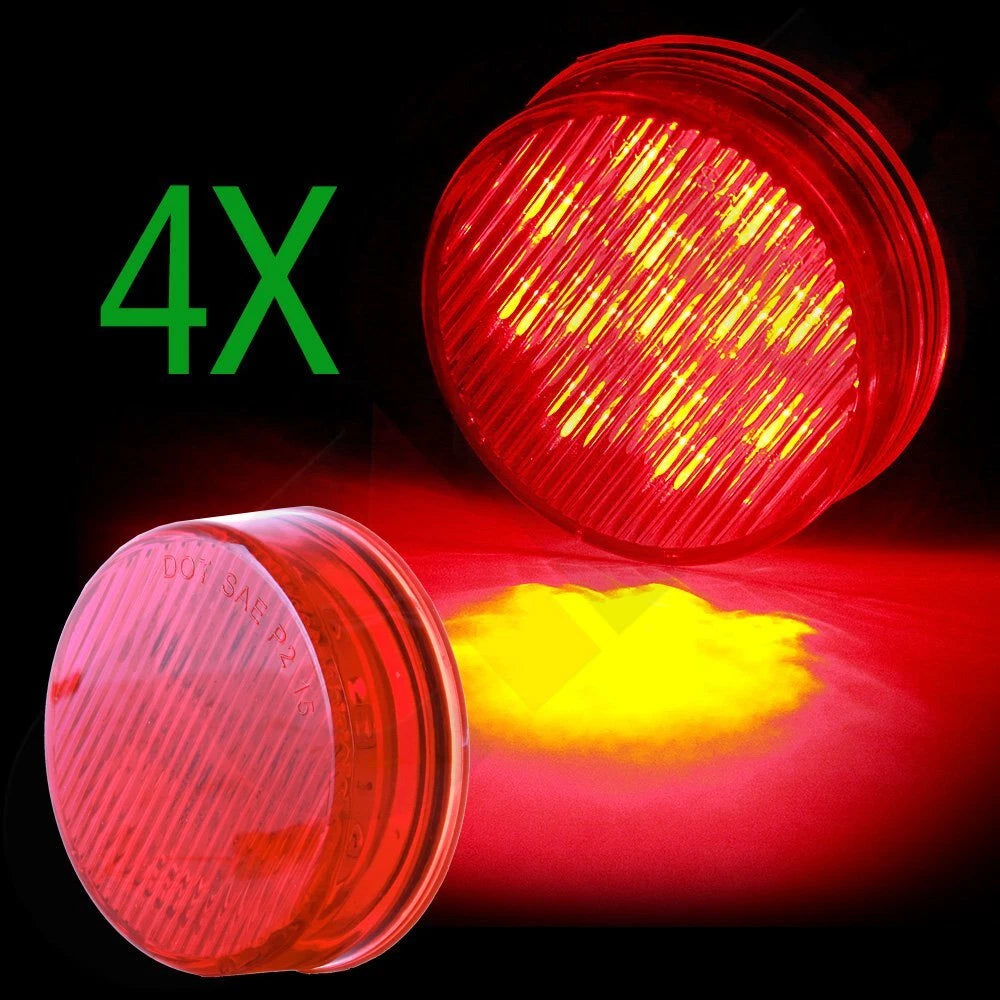 Set of 4 Red Round 2.5" 13LED Side Marker Clearance Lights for Trailer
