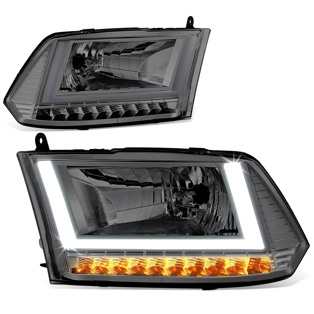 Smoked/Clear U-LED DRL Sequential Turn Signal Headlights for RAM 1500 (2009–2014)