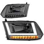 Smoked/Clear U-LED DRL Sequential Turn Signal Headlights for RAM 1500 (2009–2014)
