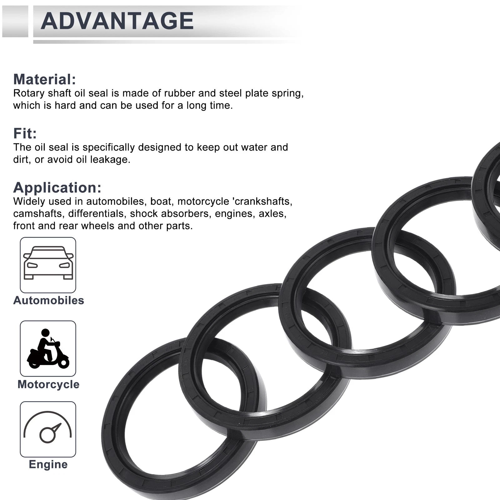 Set of 5 Oil Seal Rotary Shaft Seal NBR Rubber 55x70x10mm