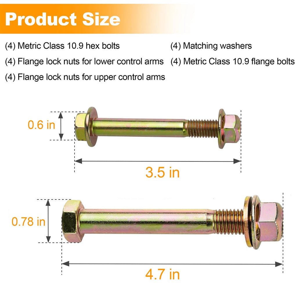 Control Arm Bolts for Jeep XJ (1984–2001), WJ (1999–2004), MJ (1986–1992)