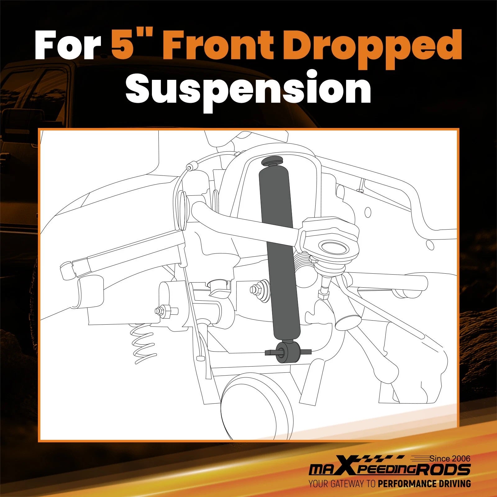 5" Front Lowering Shock Absorbers for Chevrolet C1500 GMC Sierra 2WD (1988–1998)