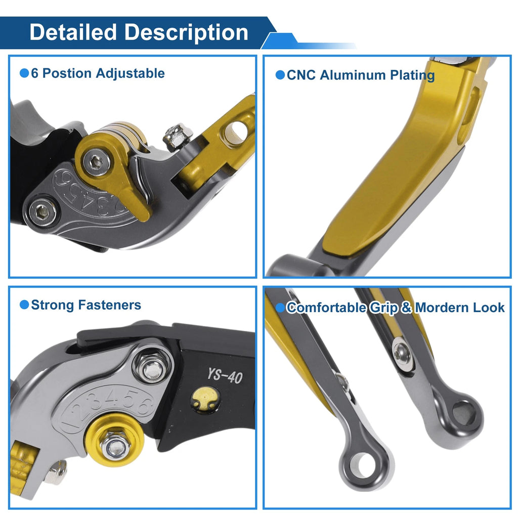 Adjustable Brake Clutch Levers for Honda CBR600RR (2003–2019) - Titanium Gold Tone