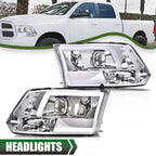Chrome LED DRL Projector Headlights for Dodge Ram 1500 2500 3500 (2009–2018)