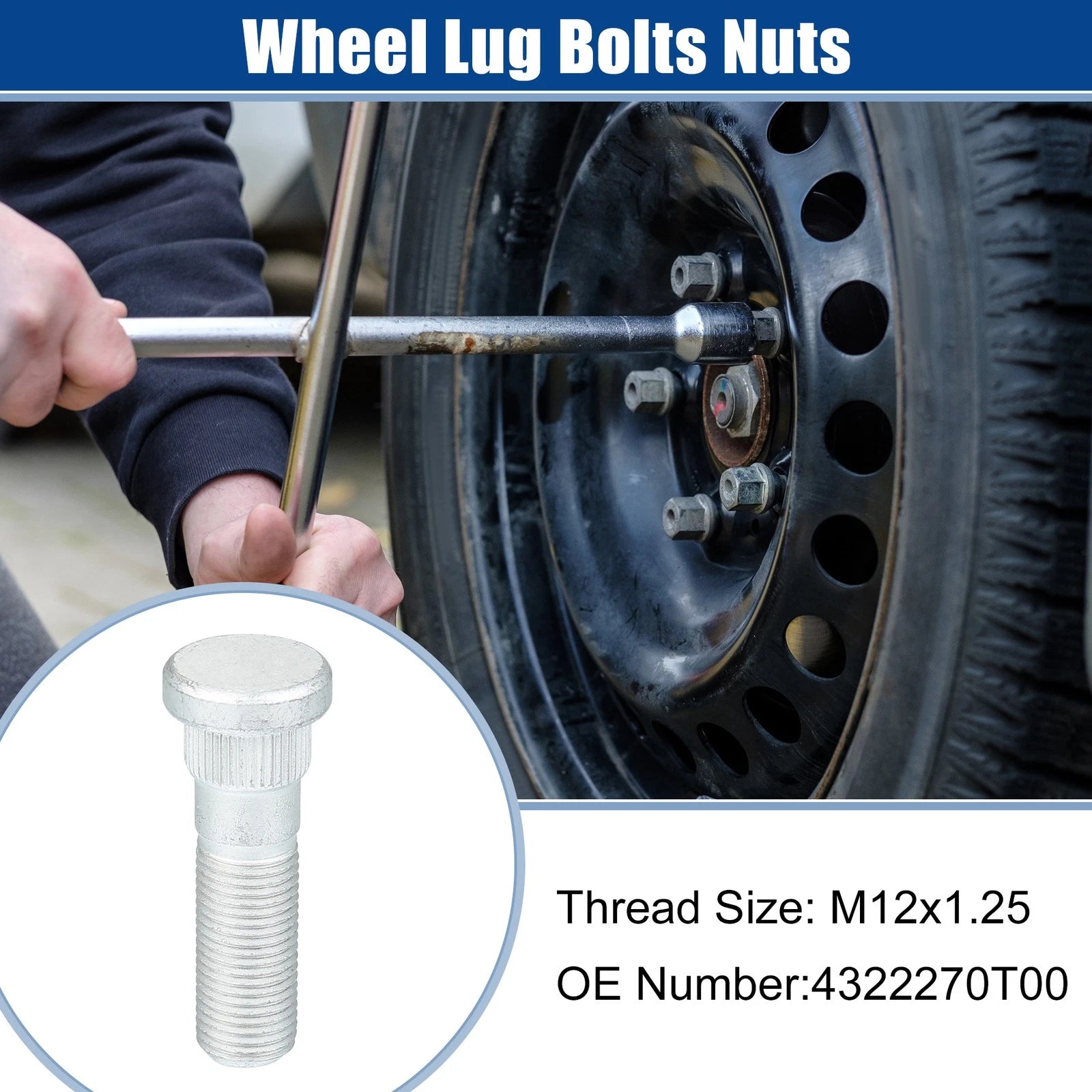 5 Pcs M12x1.25 Wheel Bolt for Nissan Sentra (1995–2022) No.4322270T00
