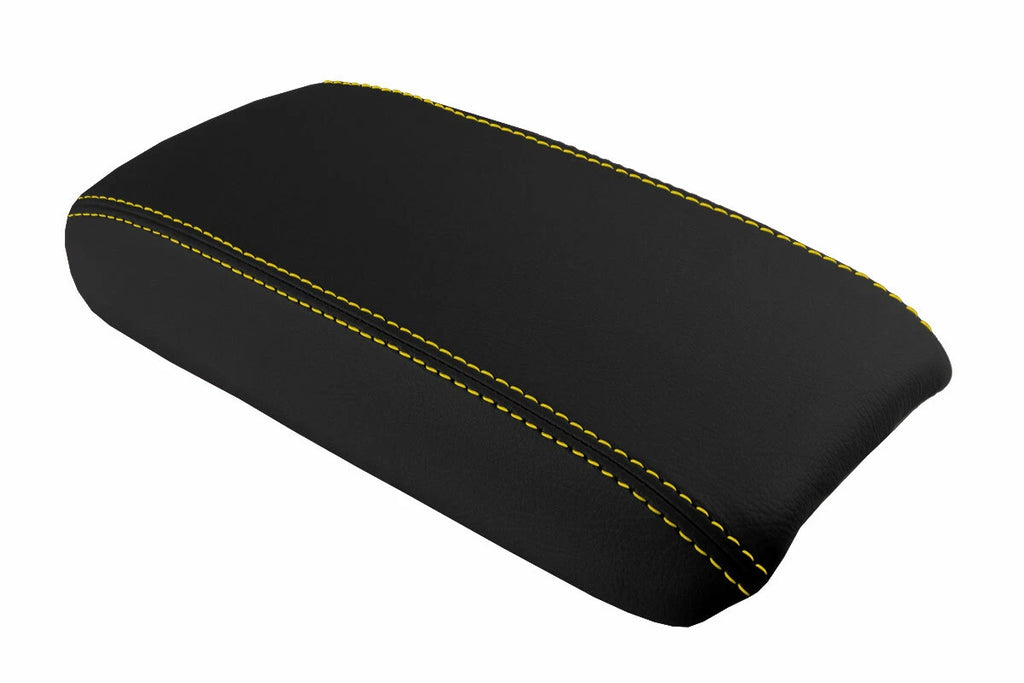 Leather Console Lid Armrest Cover for Honda Civic (2006–2011) Yellow Stitch