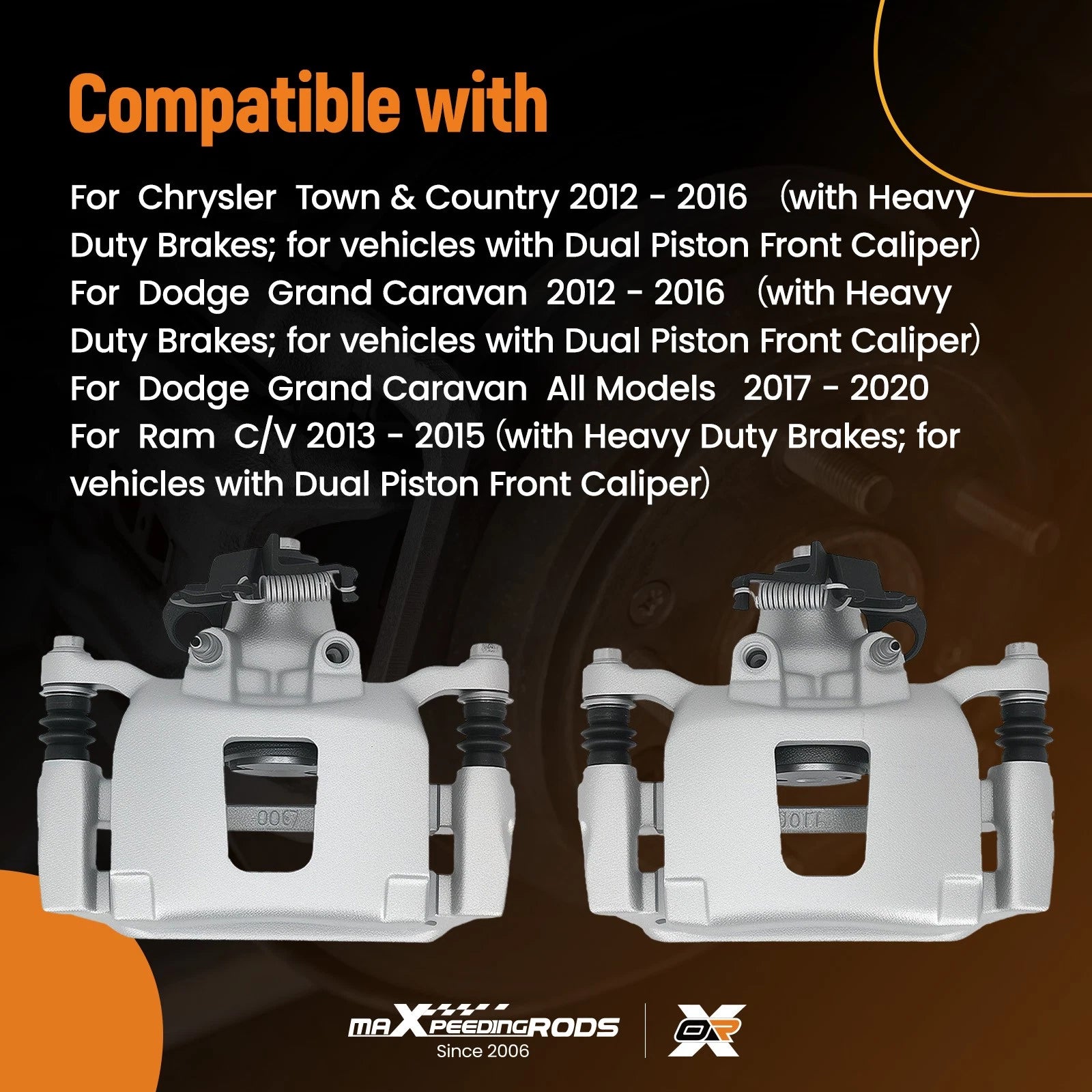 Rear Brake Calipers for Ram CV (2013-2015) Volkswagen Routan (2012-2014)