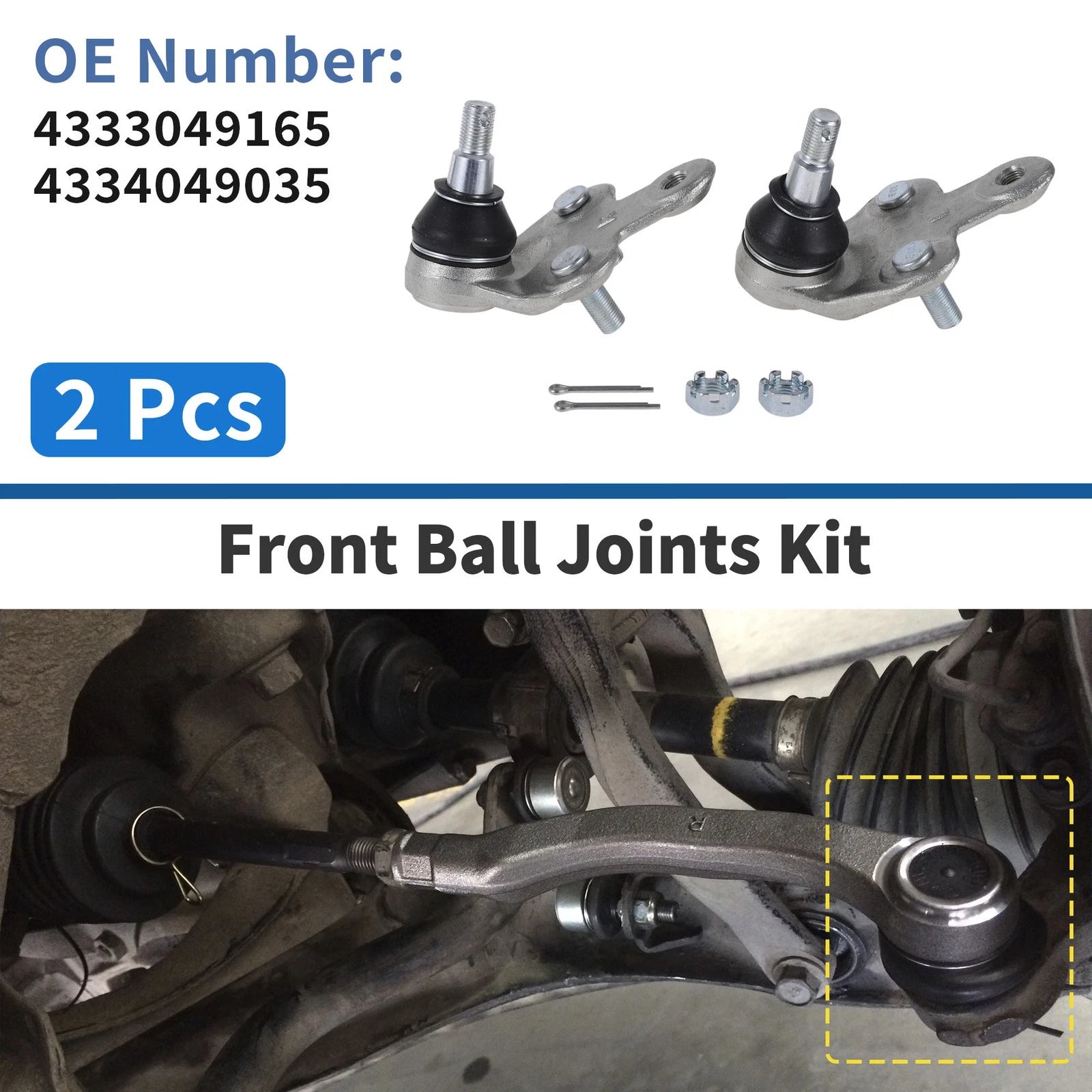 2X Front Lower Ball Joints for Toyota Sienna (2010–2016) No. 4333049165