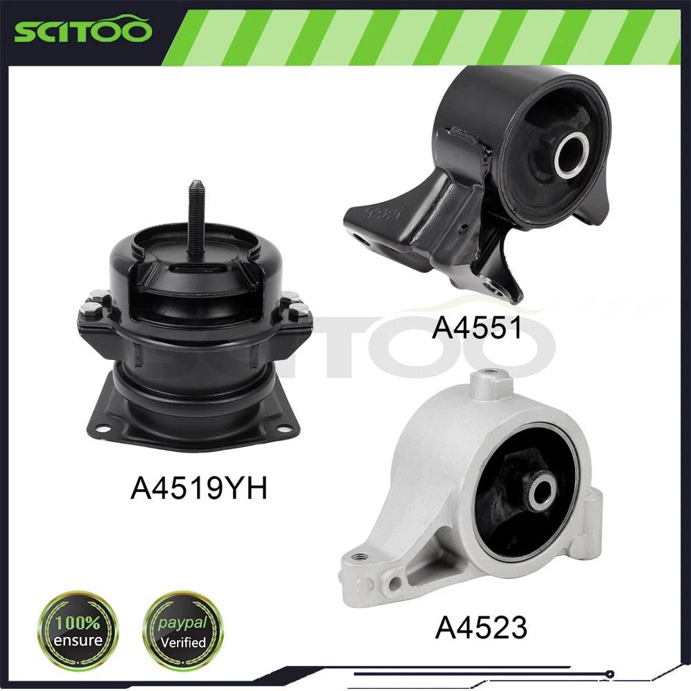 Set of 3 Engine Motor Mounts for Acura MDX / Honda Pilot (2001–2004)