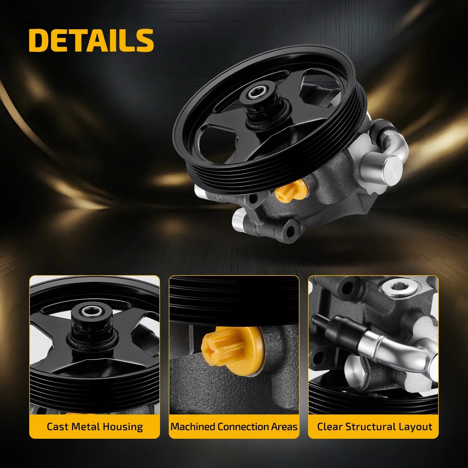 Power Steering Pump w/Pulley for Ford F-150 4.2 4.6 5.4 (2004–2008)